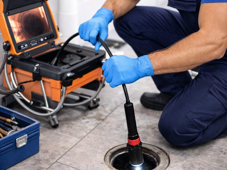 Kamerainspektion eines Abwasserrohrs mit modernster Kameratechnik