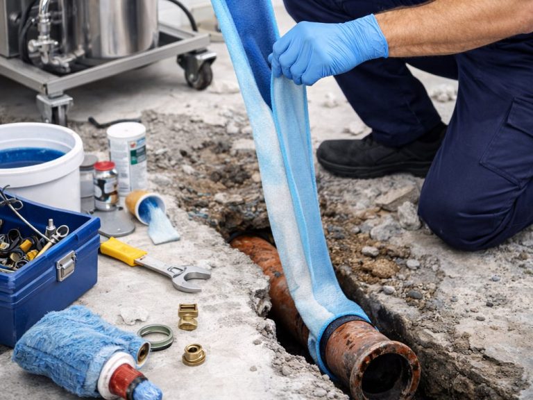 Vorbereitung eines Abwasserrohrs für ein Schlauchlining-Verfahren